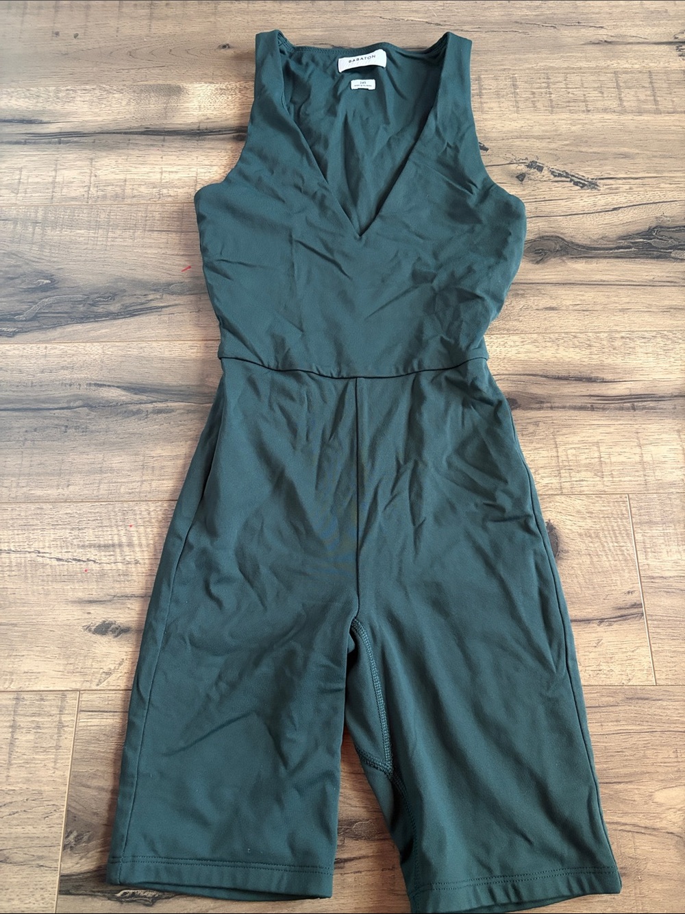 Aritzia Deep Green Sleeveless V-Neck Jumpsuit
